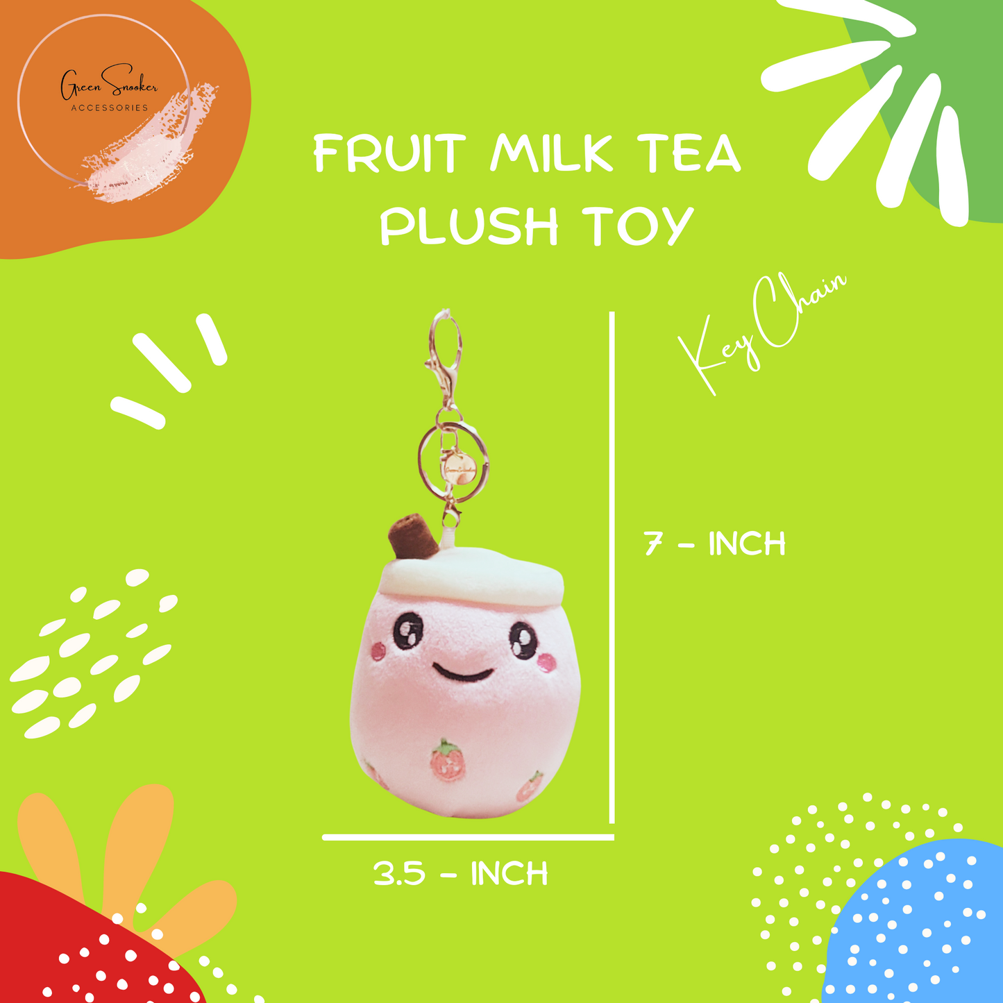 Keychain, Cute Fruit Milk Tea Cup Plush Doll