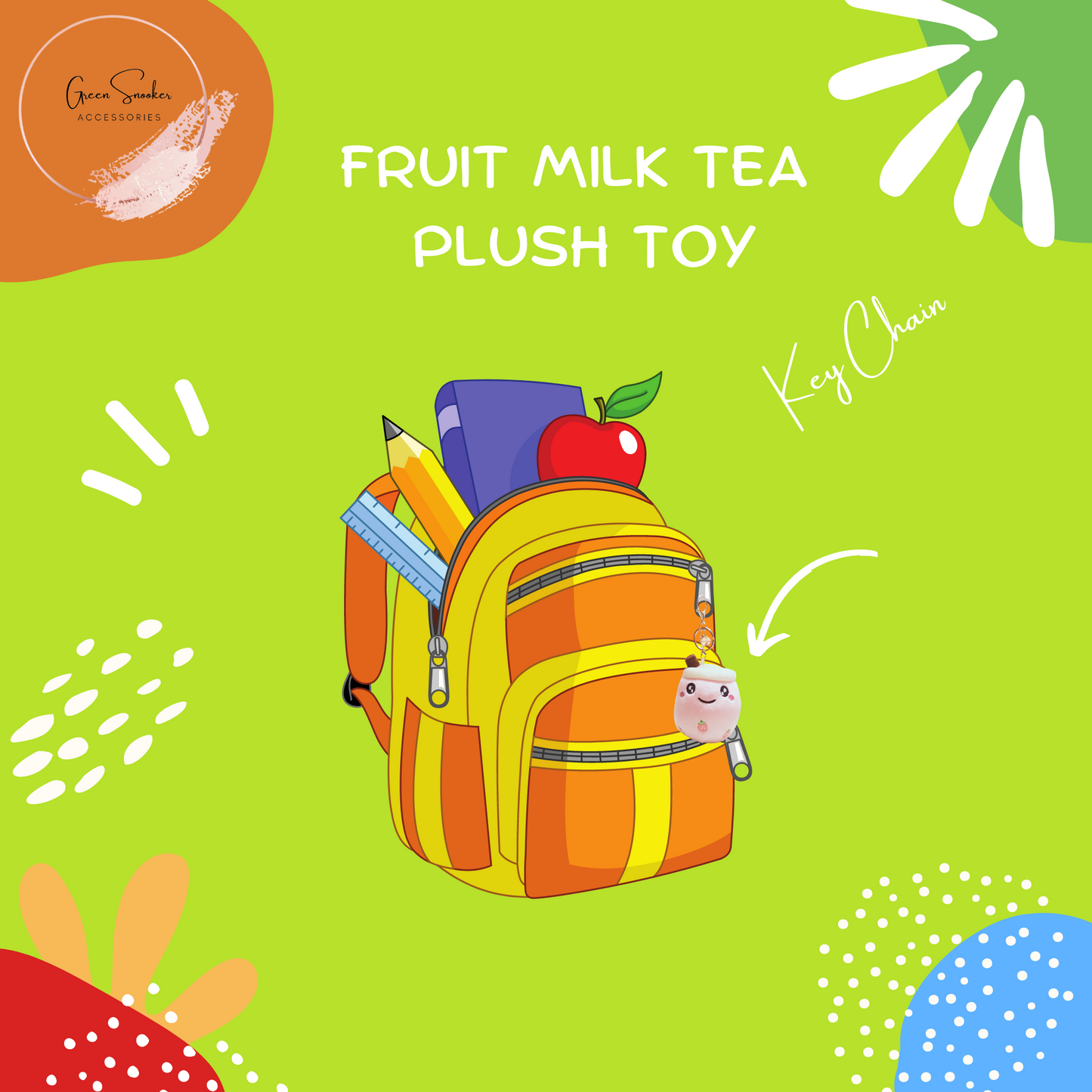 Keychain, Cute Fruit Milk Tea Cup Plush Doll