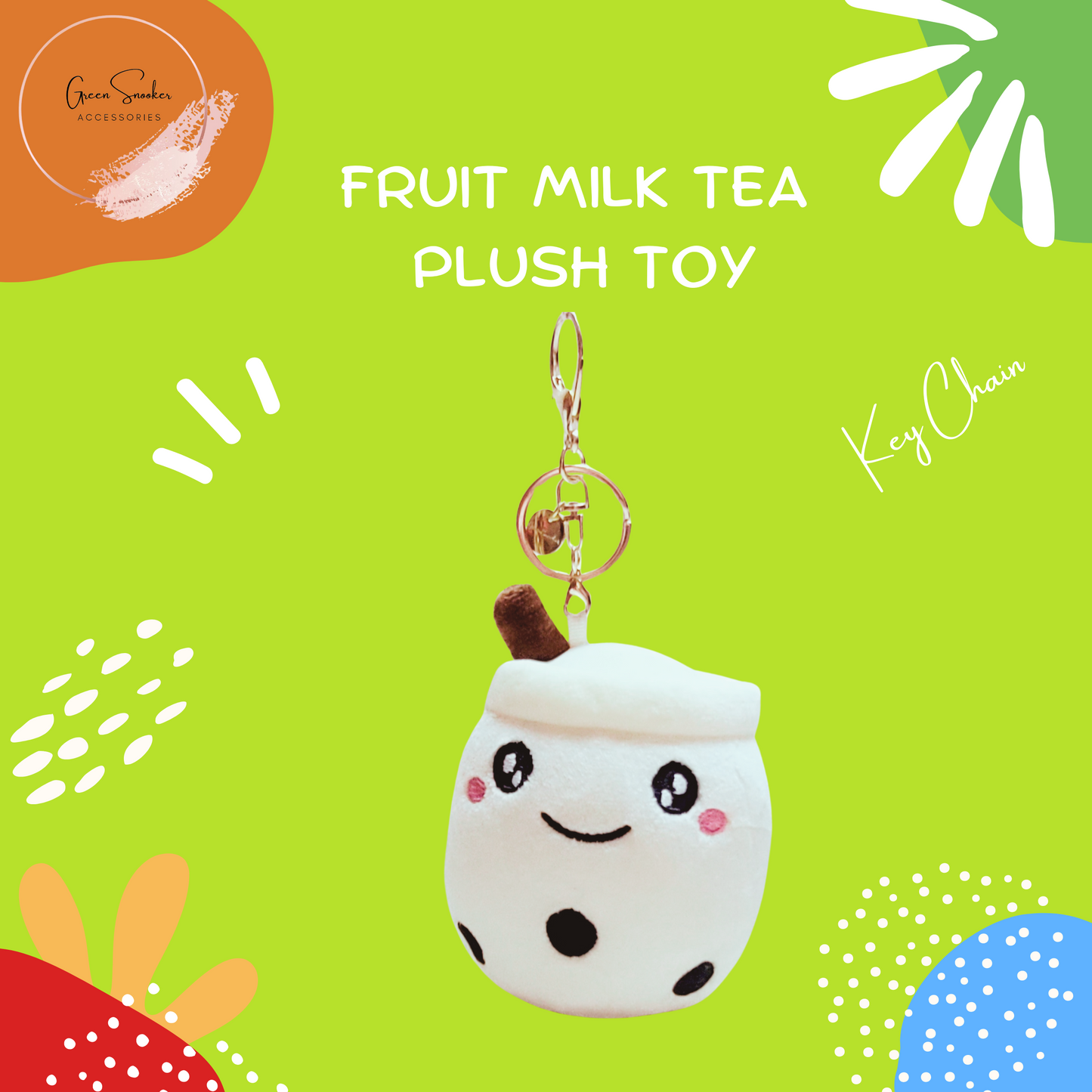 Keychain, Cute Fruit Milk Tea Cup Plush Doll