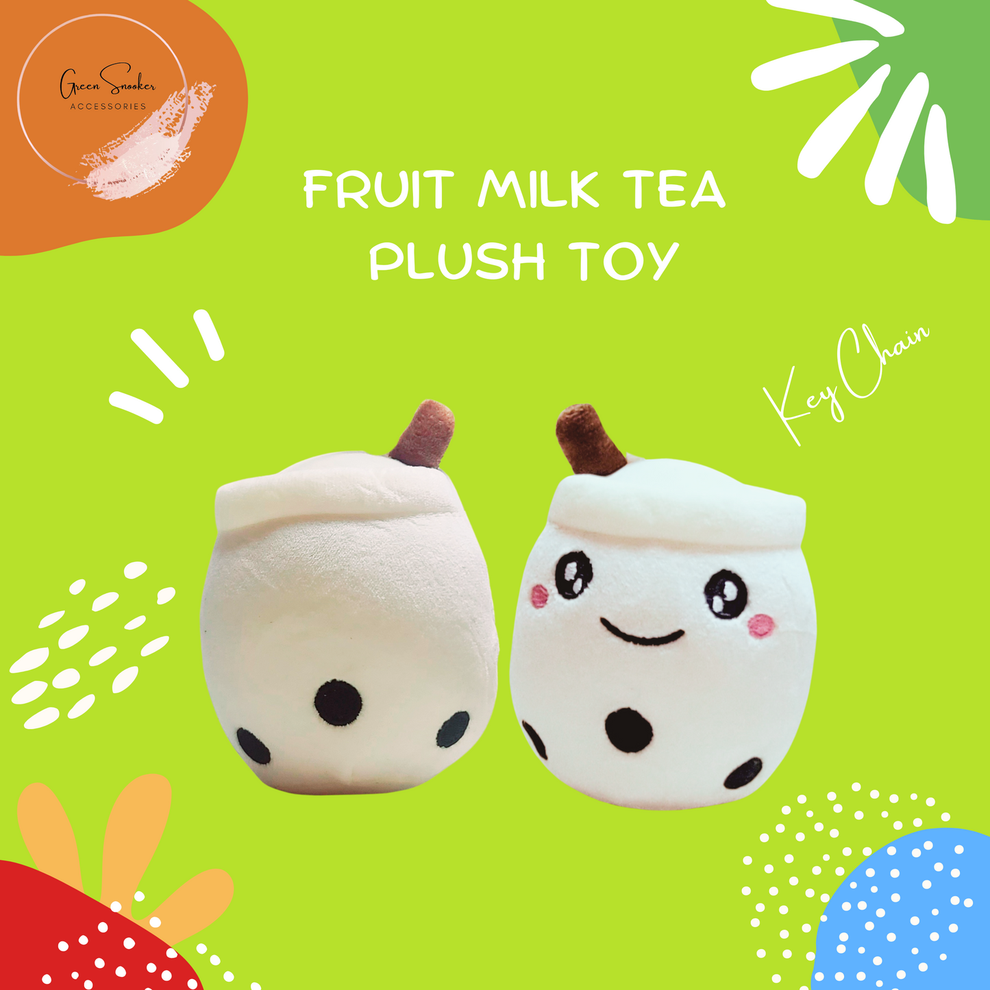 Keychain, Cute Fruit Milk Tea Cup Plush Doll