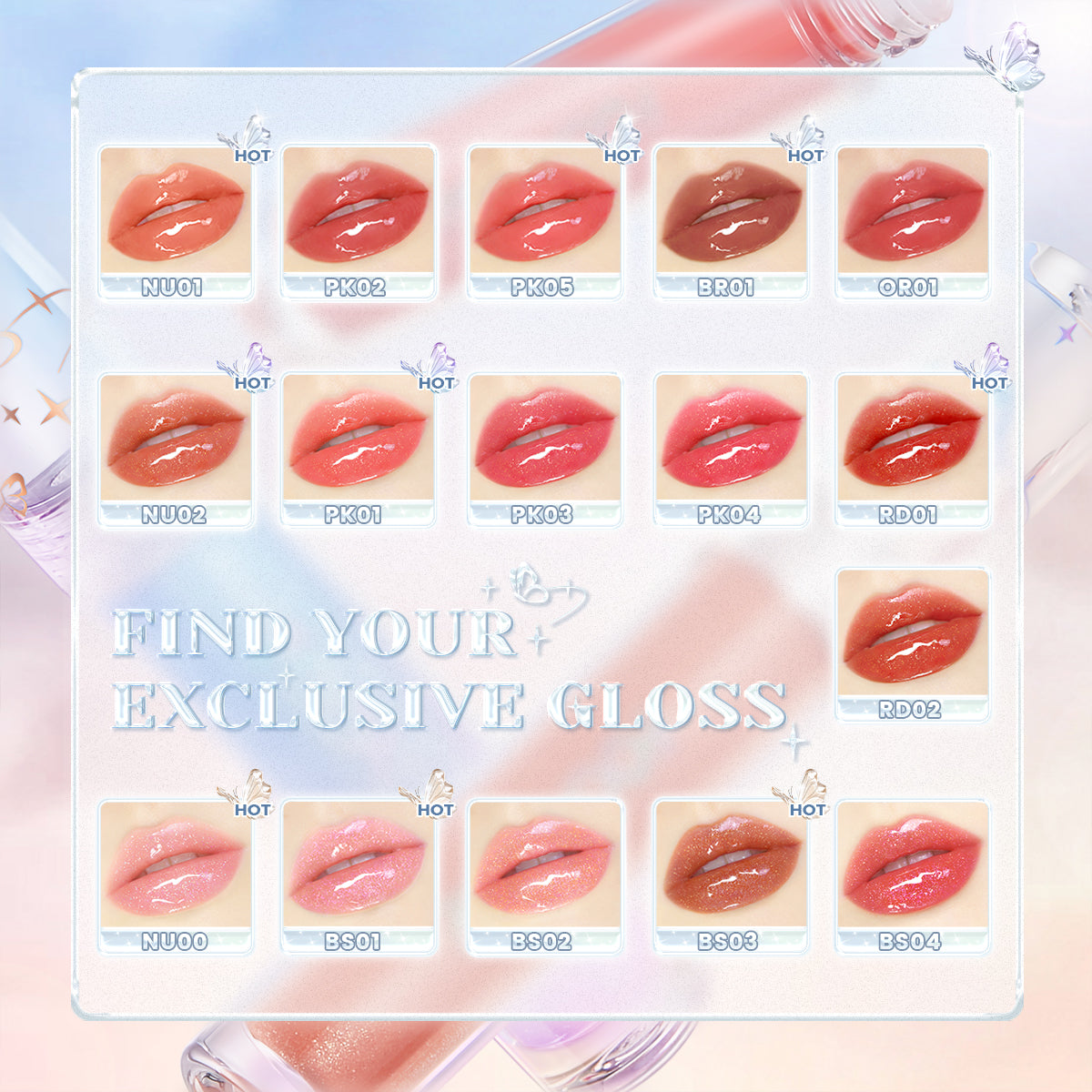 Focallure, Watery Glow Lip gloss,  3 Glossy Styles, 16 Colors
