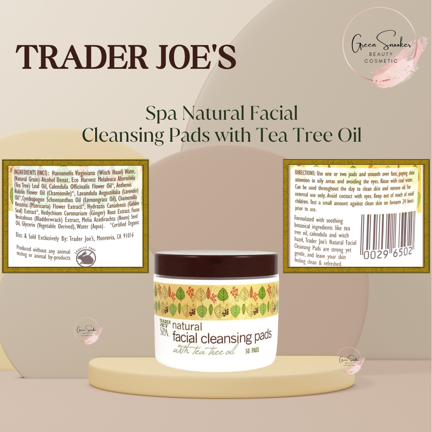 Trader Joe's, Spa Natural Facial Cleansing Pads with Tea Tree Oil