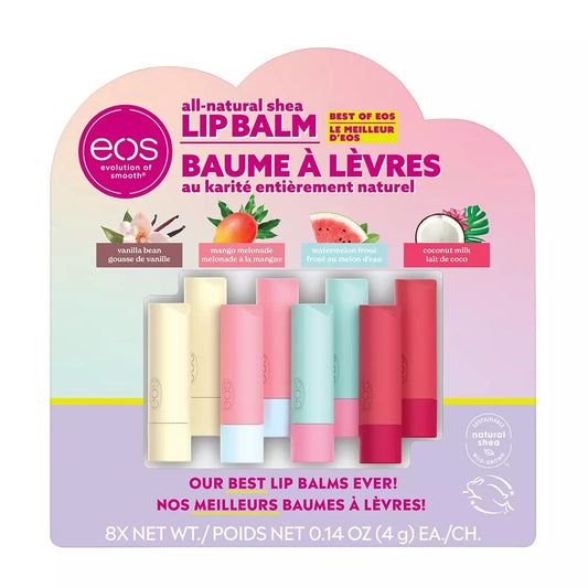 eos, All Natural Shea Lip Balm, Sticks Variety Pack, 8 ct.