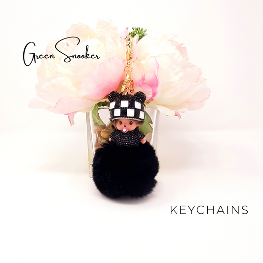 Cute Monchichi Rabbit Fur Ball Keychain