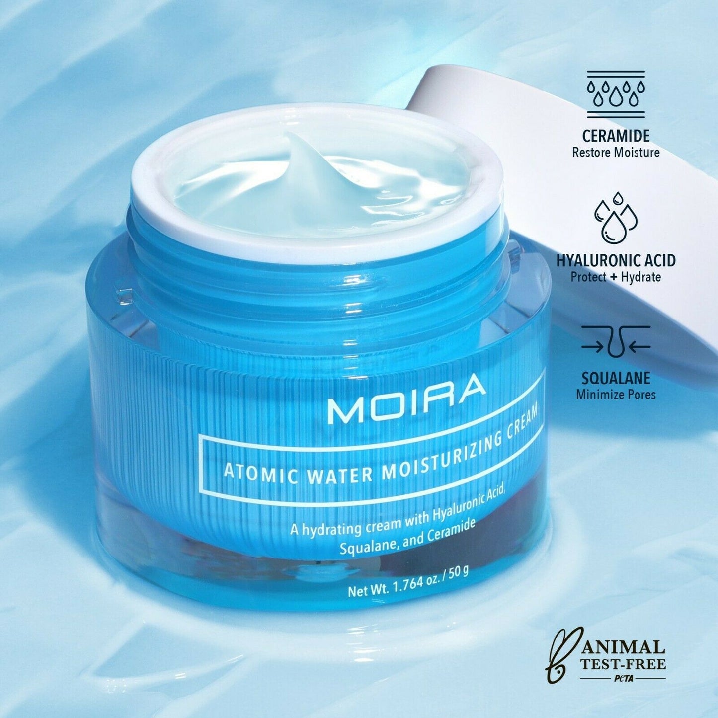 Moira Cosmetics, Atomic Water Moisturizing Cream, Korean Cosmetic